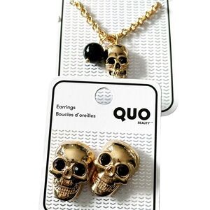 NWT Quo Beauty Gold Skull Jewelry Set